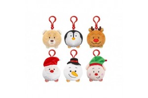 Karácsonyi zenélő plüss kulcstartó, 8 cm (6 féle)