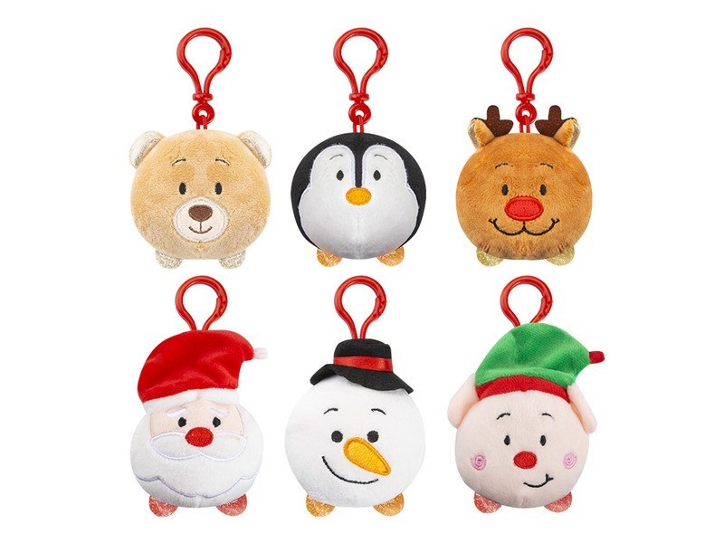 Karácsonyi zenélő plüss kulcstartó, 8 cm (6 féle)