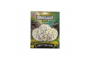 Dínós konfettis lufi - 30 cm, 6 db