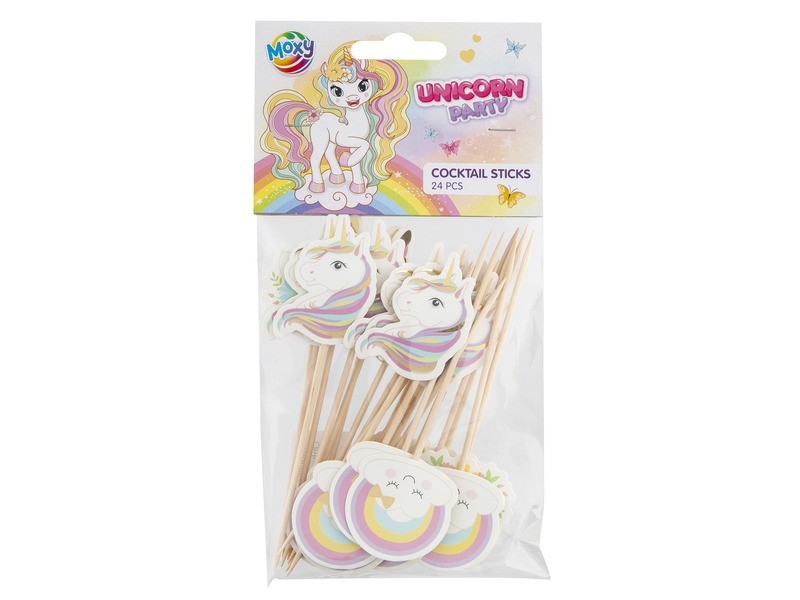 Unikornis parti pálcikák 9 cm, 24 db
