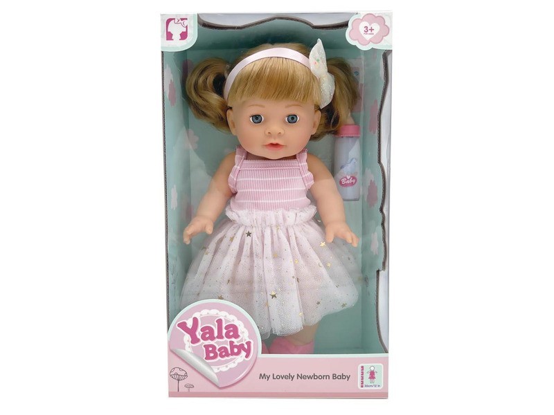 Lány baba cumisüveggel 30 cm