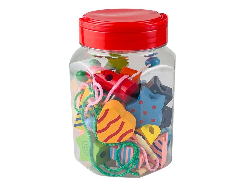 Fa gyöngyfűző szett – fa gyöngyök és fűzők