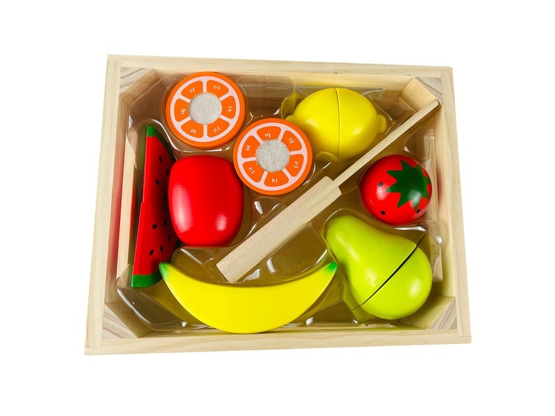 Vágható fa gyümölcsök — színes szeletelhető játék