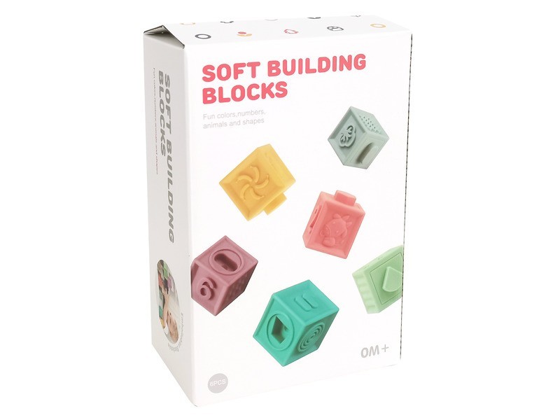 Puha babakockák, 6 db – színes bébijáték