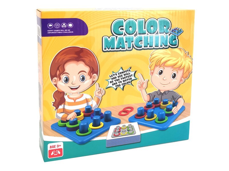 Színpárosító társasjáték doboza és játékelemek