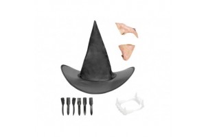 Boszorkány jelmez kiegészítők — kalap, seprű, paróka