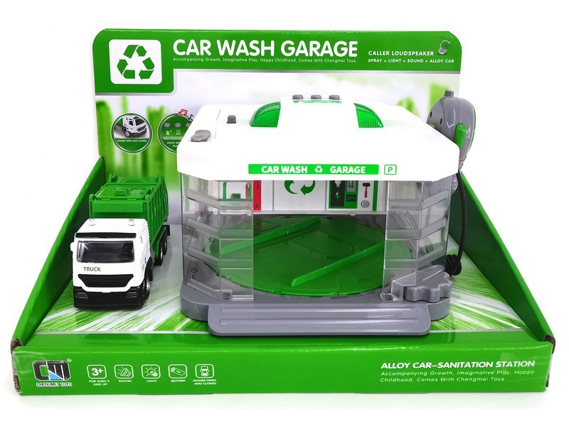 Kukás garázs és autómosó fém autóval