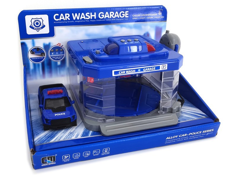 Rendőr garázs és autómosó fém autóval