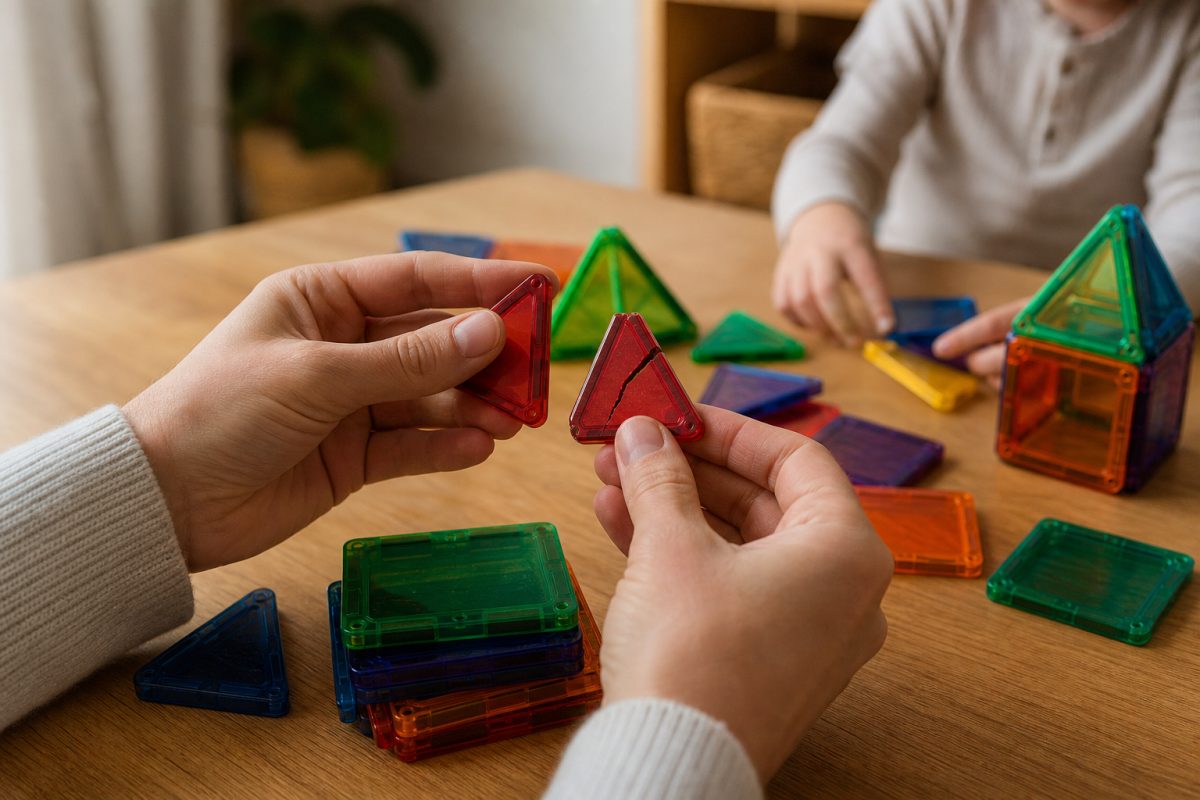 Mágneses építőjáték elemeinek biztonsági ellenőrzése játék előtt