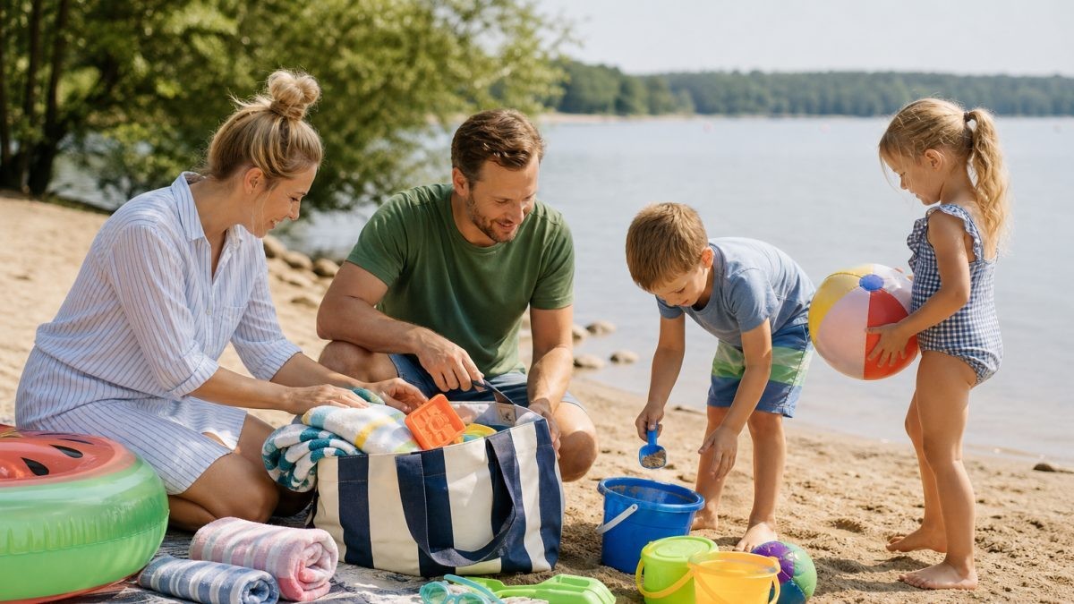 Strandjátékok: strandlabda, búvárfelszerelés és homokozó szett